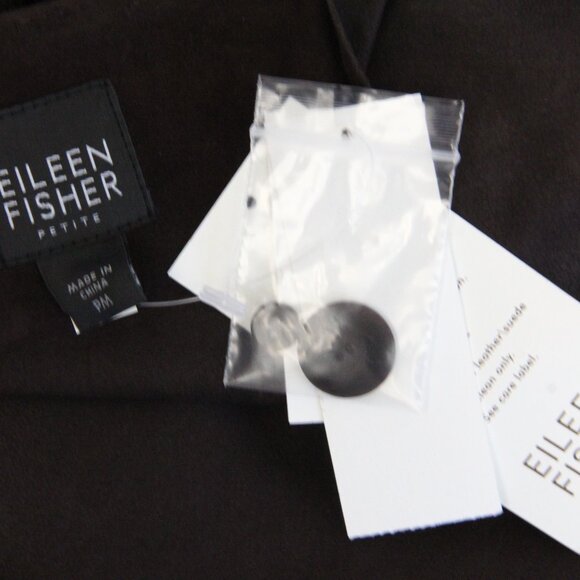 Eileen Fisher Jacket NEW Women Brown Goat Suede Coat medium petite PM - Picture 13 of 15